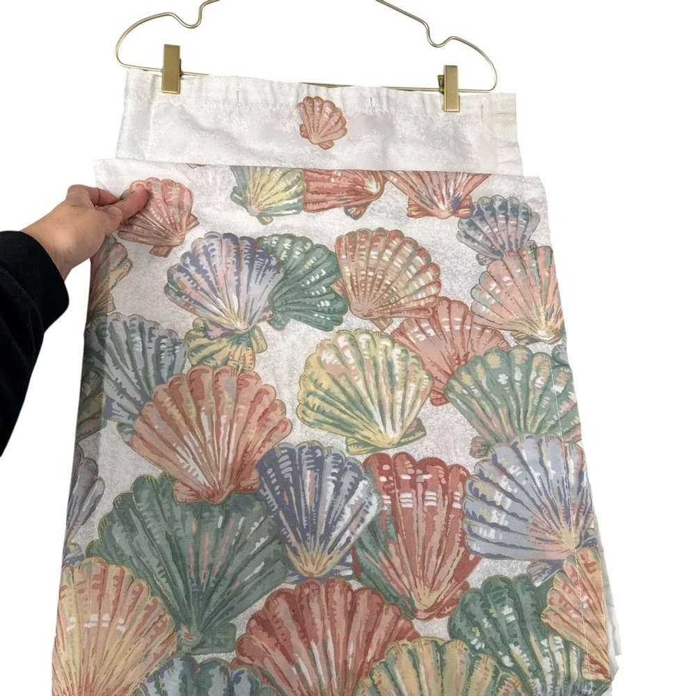 Vintage‎ Springs Home Seashell Shower Curtain White Pastel Coastal 69x69 USA 515